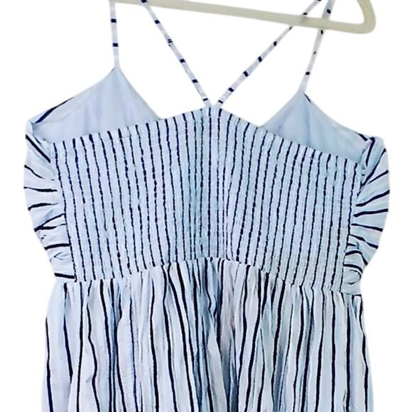 Gap Women's SZ XL Tie-Front Ruffle Hem Maxi Dress - Blue Stripe NWT - Picture 5 of 6